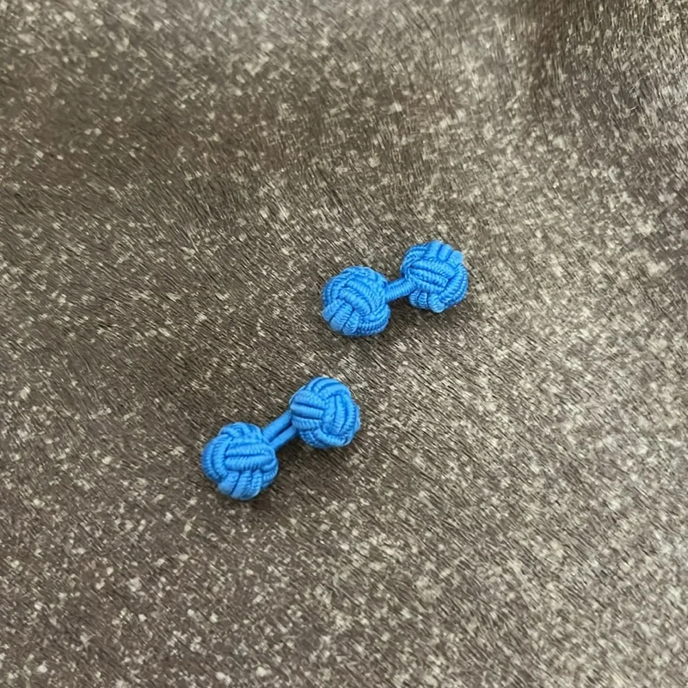 Blue Knot Braided Sphere French Silk Cufflinks